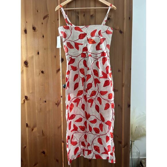 NWT Johanna Ortiz Desirade Dress Midi Sleeveless Cutout Womens 6 Date Leaf Print - Picture 10 of 16